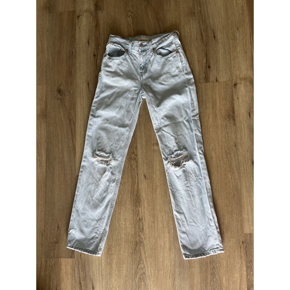 Levi's Low Pro Straight Distressed Light Wash Jeans Size 24